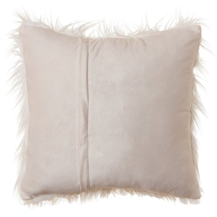 Marty Mongolian Long Hair Square Faux Fur Cushion With Insert-18"x18"