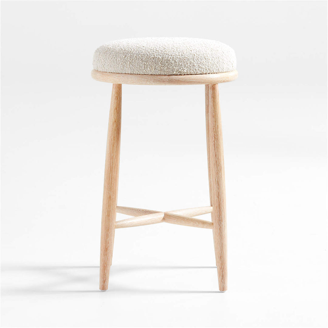 Hobbs Cerused Natural Oak Wood Counter Stool