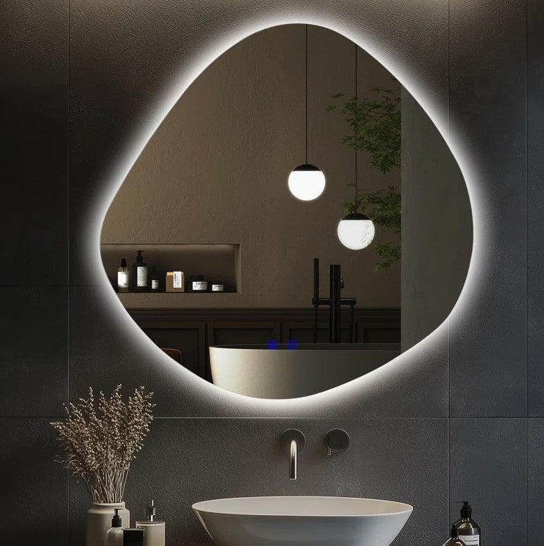 Dibbrun Frameless Lighted Bathroom Mirror Anti-Fog LED Wall Mirror