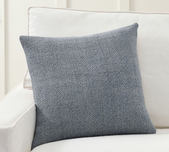Faye Linen Textured Pillow Cover No Insert - Light Chambray