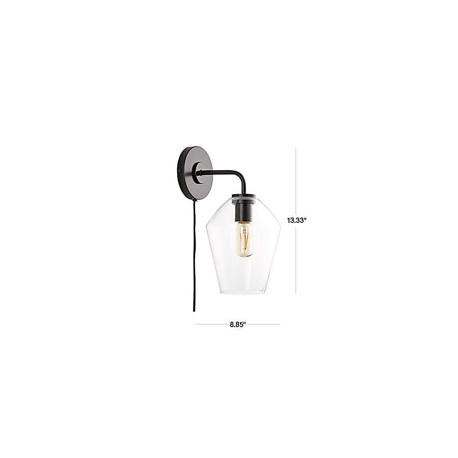 Arren Brass Plug In Wall Sconce Light with Milk Angled Shade