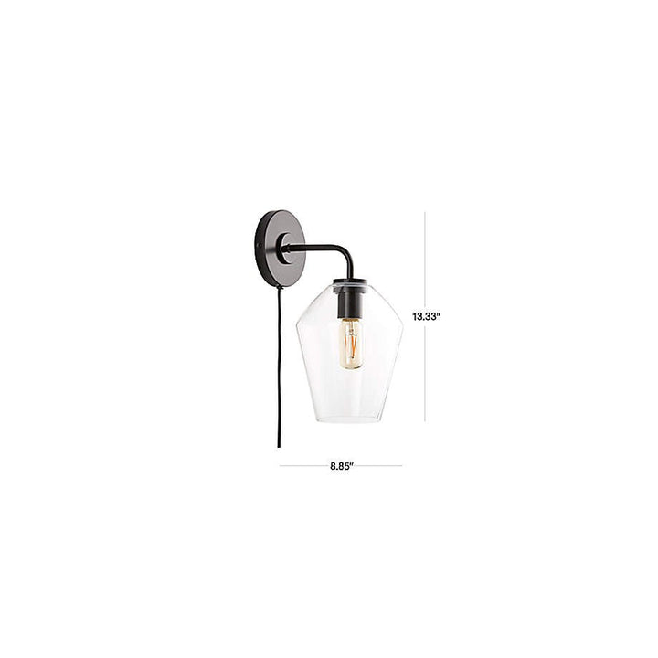 Arren Brass Plug In Wall Sconce Light with Milk Angled Shade