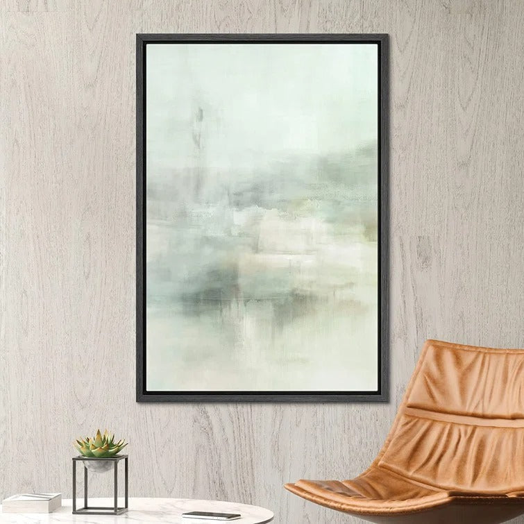 Pastel Green Paint Stroke Landscape Abstract 24x36