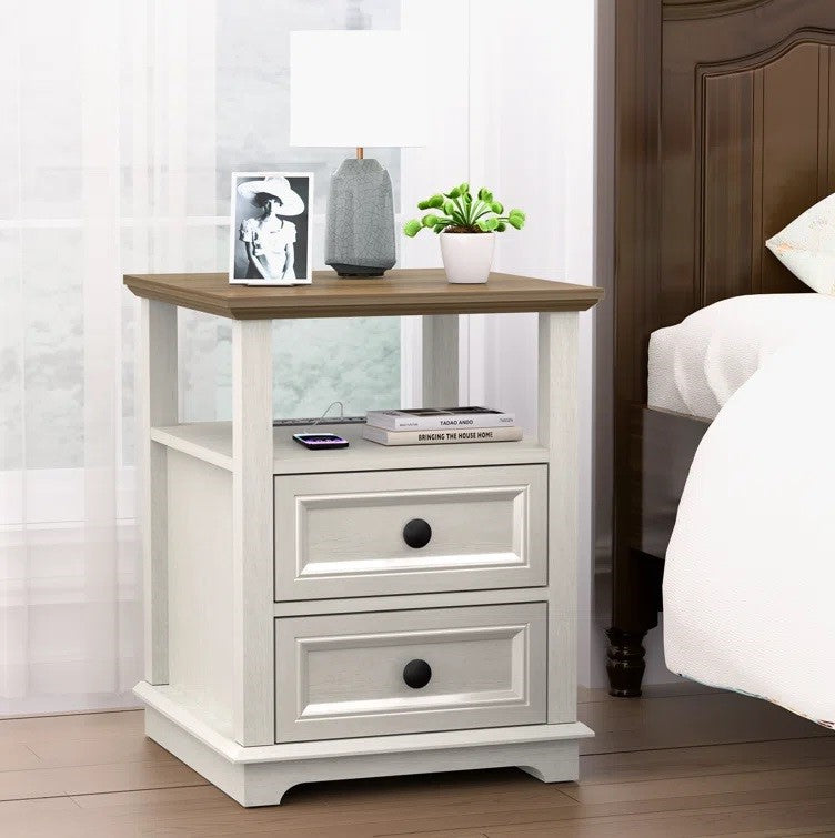 Chaky 2 Drawer Nightstand with Storage