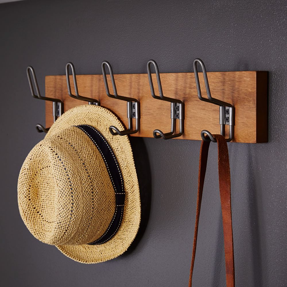 Industrial Wood and Metal Hook Rack-Large