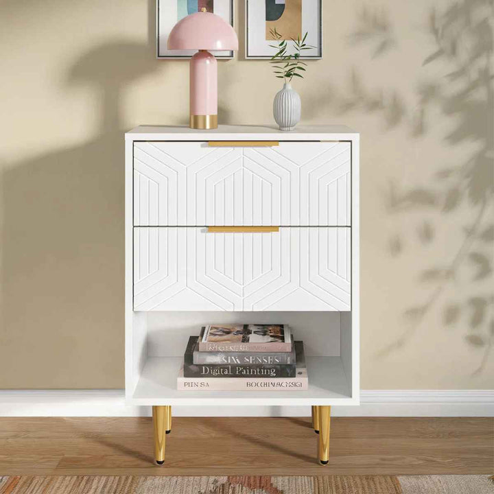 Modern Nightstand With 2 Drawers