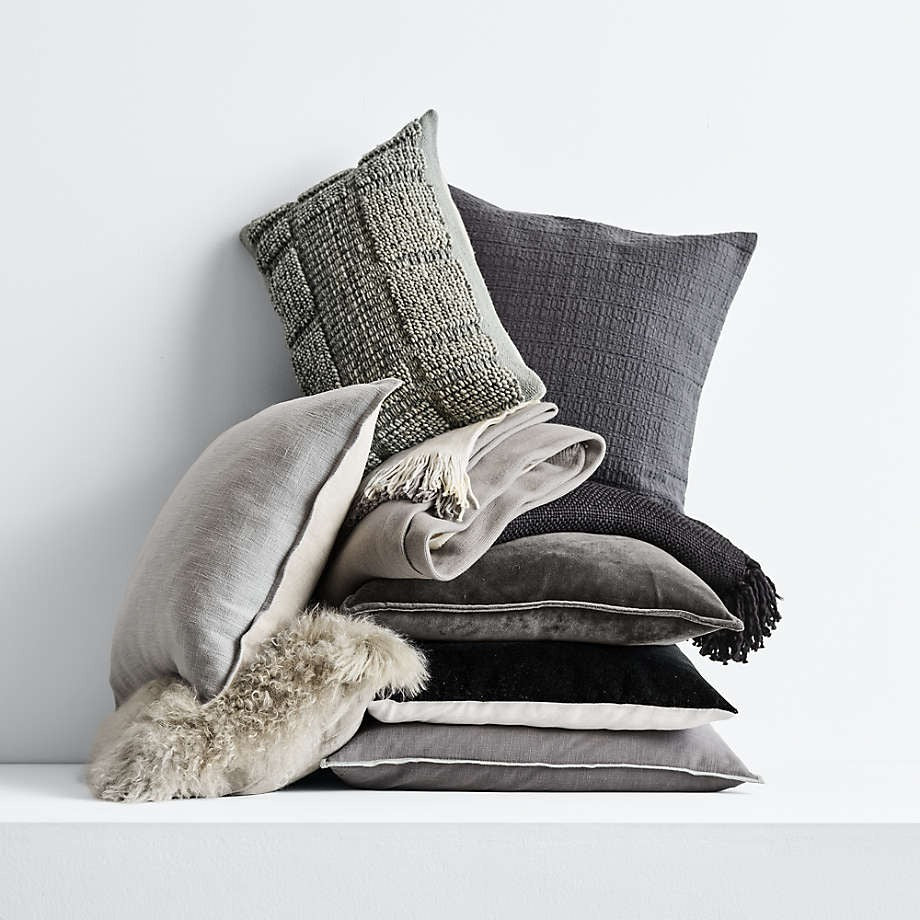 Ink Black Faux Mohair Pillow Cover 20x20