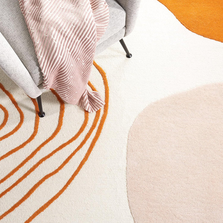 Felipe Handmade Wool Ivory Rust Rug