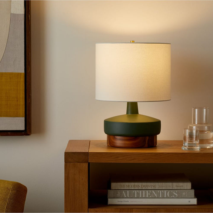 Wood And Ceramic Table Lamp
