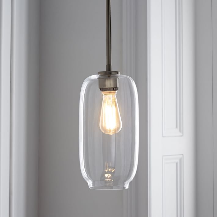 Sculptural Glass Pebble Pendant Clear