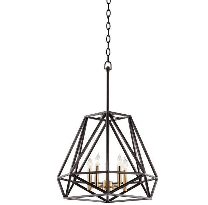 Hawking 5 Light  Wide Bronze Pendant Chandelier