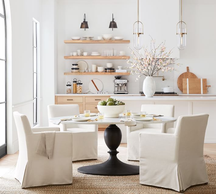 Chapman Oval Marble Pedestal Dining Table