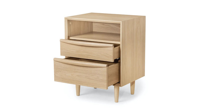 Lenia White Oak 2 Drawer Nightstand