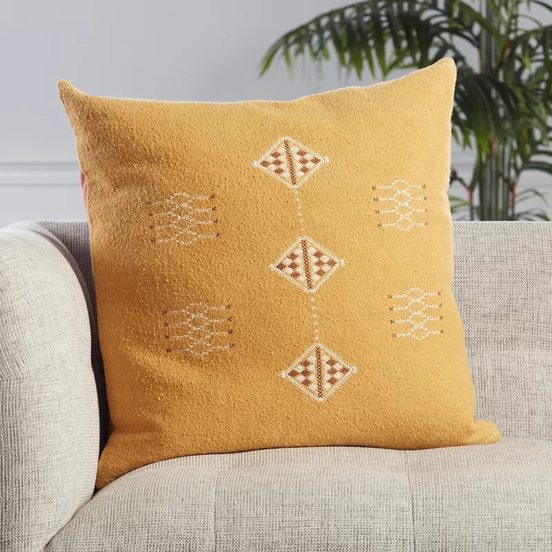 Váci Embroidered Wool Throw Pillow 22x22