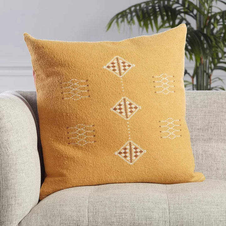 Váci Embroidered Wool Throw Pillow 22x22