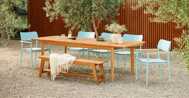 Marol Bronze Teak Dining Table for 8 Extendable