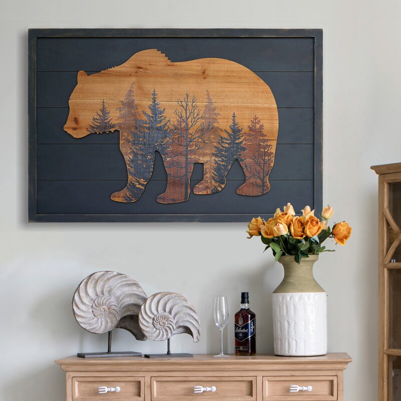 Rustic Wood Grizzly Bear Wall Décor