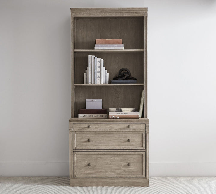 Livingston Bookcase File Cabinet Grey Wash