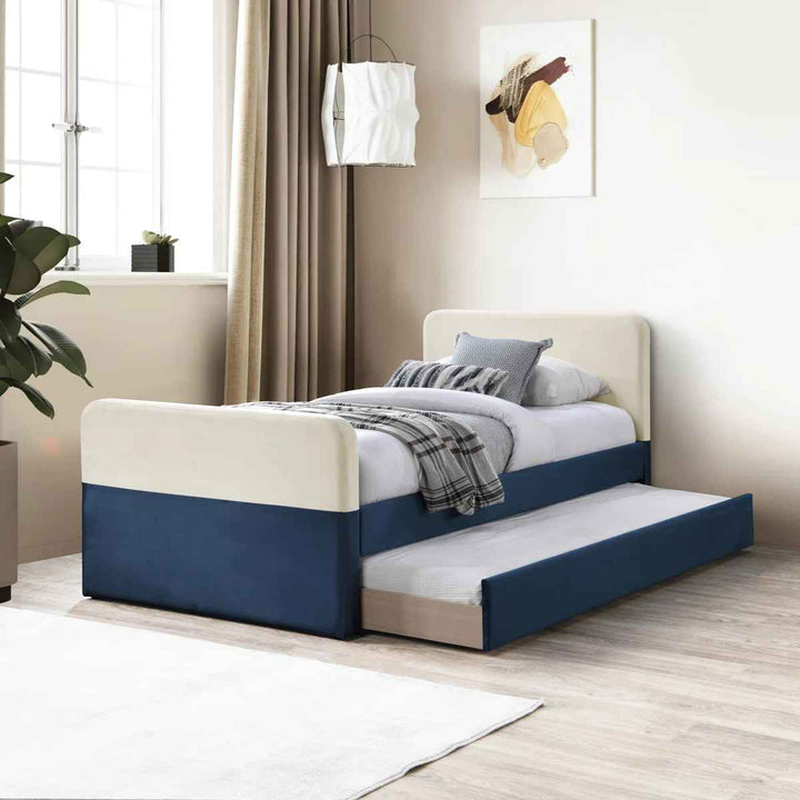 Yeudiel Velvet Upholstered Trundle Bed-Twin