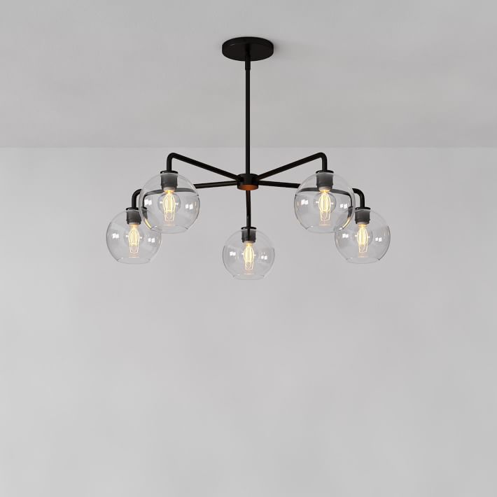 Sculptural Glass 5 Light Globe Chandelier