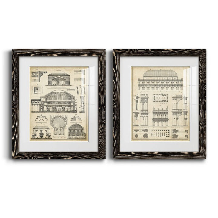 Vintage Architects Plan 2 Piece Picture With Frame-20"x24"