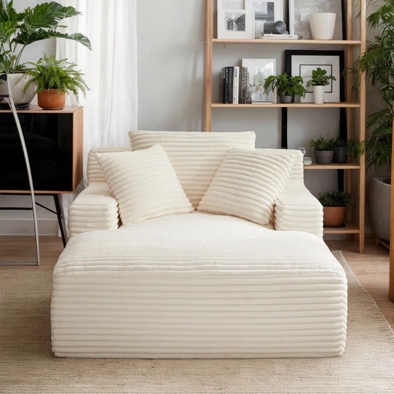 49 Inches Wide Corduroy Chaise Lounge Indoor