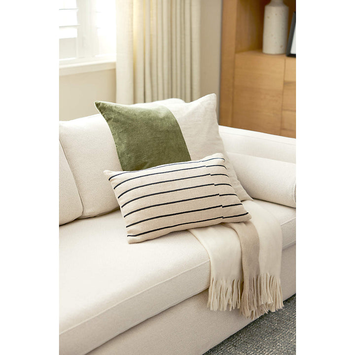 Casse Black and Ivory Striped Throw Pillow-20"x13"