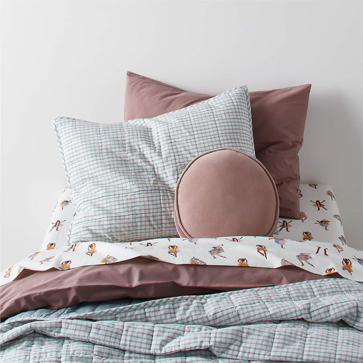 Harriet Round Rosy Mauve Velvet Kids Throw Pillow
