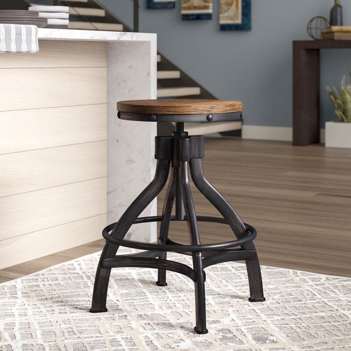 WELLMAN ADJUSTABLE HEIGHT SWIVEL BAR STOOL- Set of Two