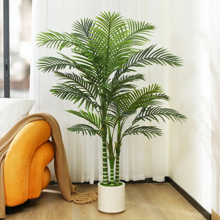 Adcock Faux Palm Tree in White Planter