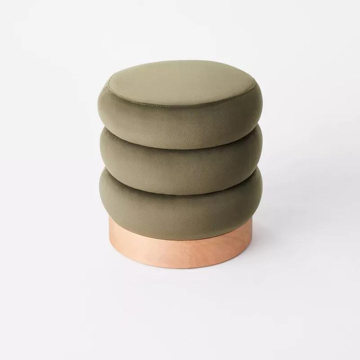 Clarkdale Channel Tufted Ottoman with Wood Base