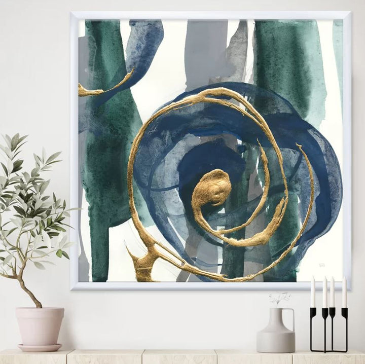 Mettalic Indigo and Gold I Framed