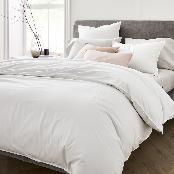 Organic Washed Cotton Percale Duvet Cover-Queen