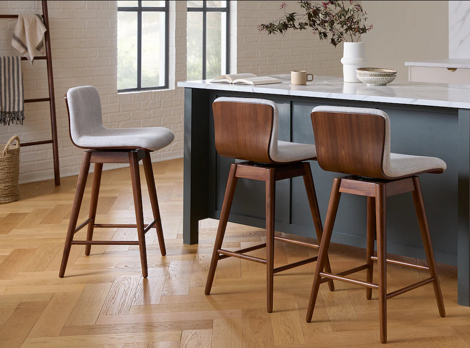 Sede Mist Gray Walnut Swivel Counter Stool