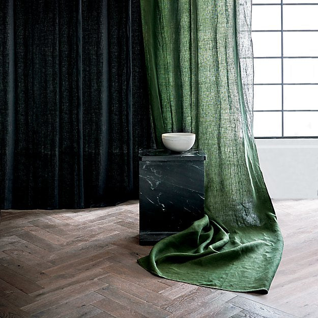 FOREST GREEN LINEN CURTAIN PANEL
