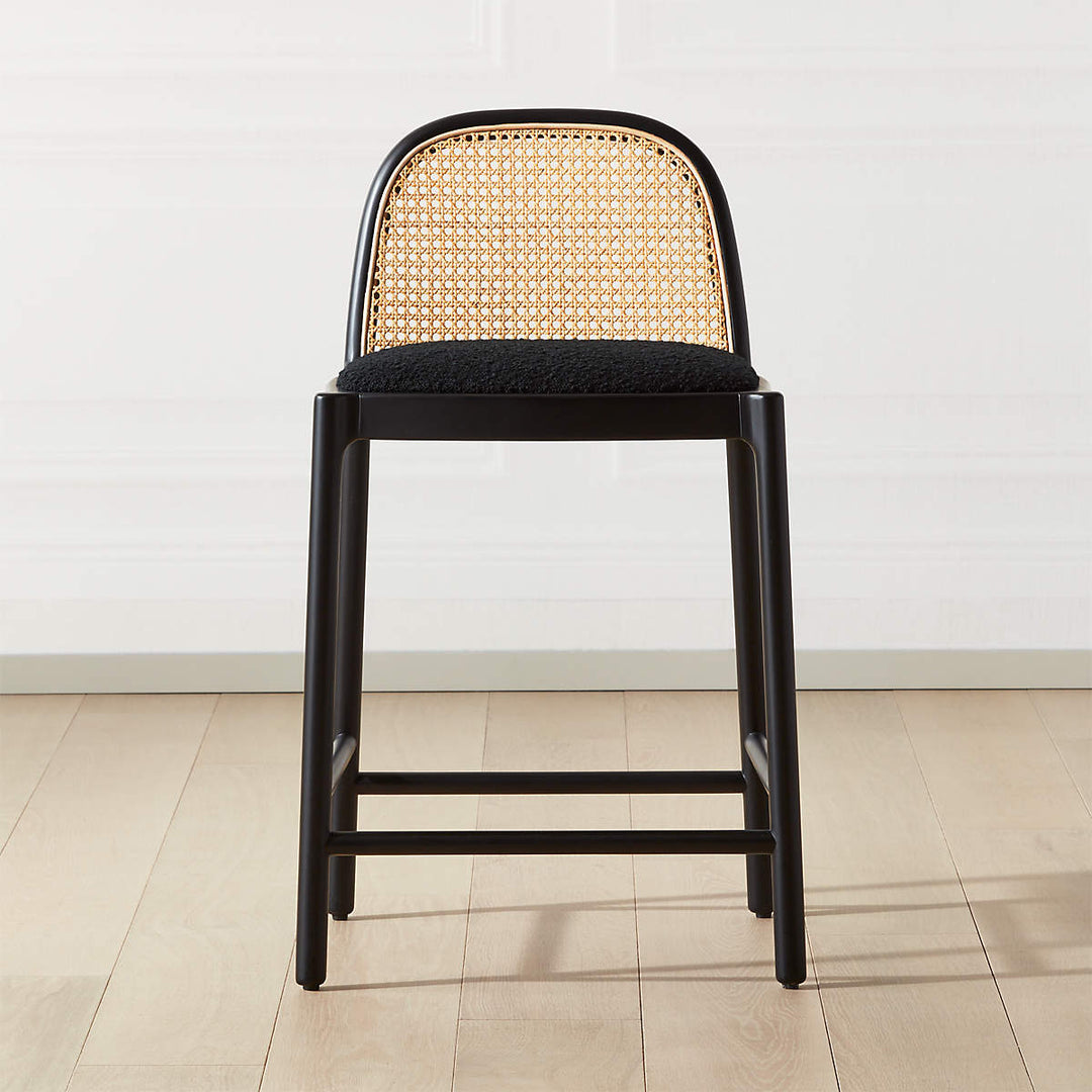Nadia Black Cane Counter Stool