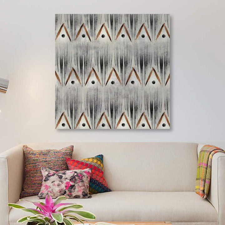 Grey Tribal Graphic Art Print on Canvas