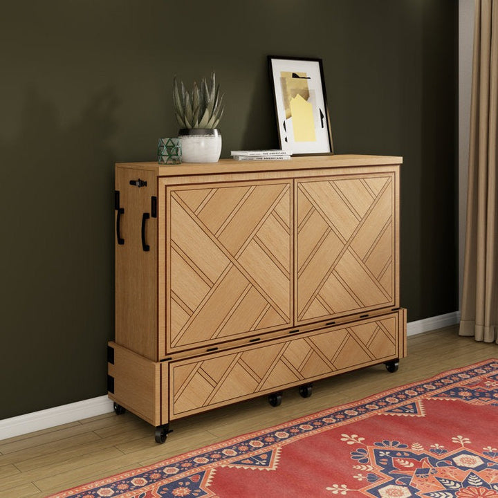 Ambrosia Queen Solid Wood Rolling Cabinet Bed
