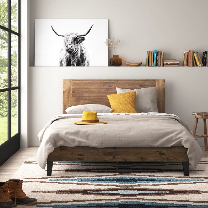 Kira Solid Wood Low Profile Platform Bed-Queen
