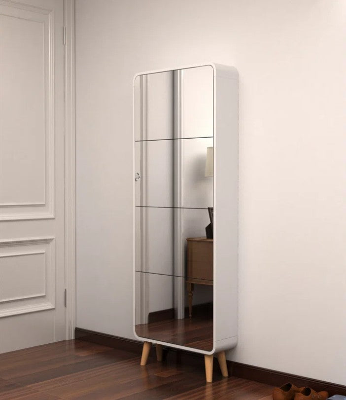 Accent Shoe Cabinet with Full length Mirror for Narrow Entryway