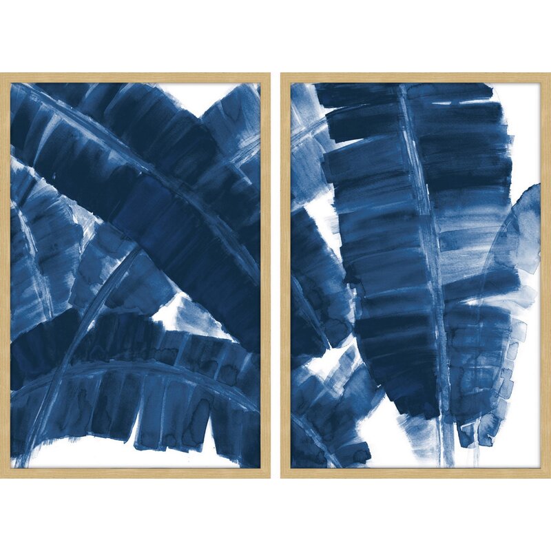 Blue Banana Leaves Diptych