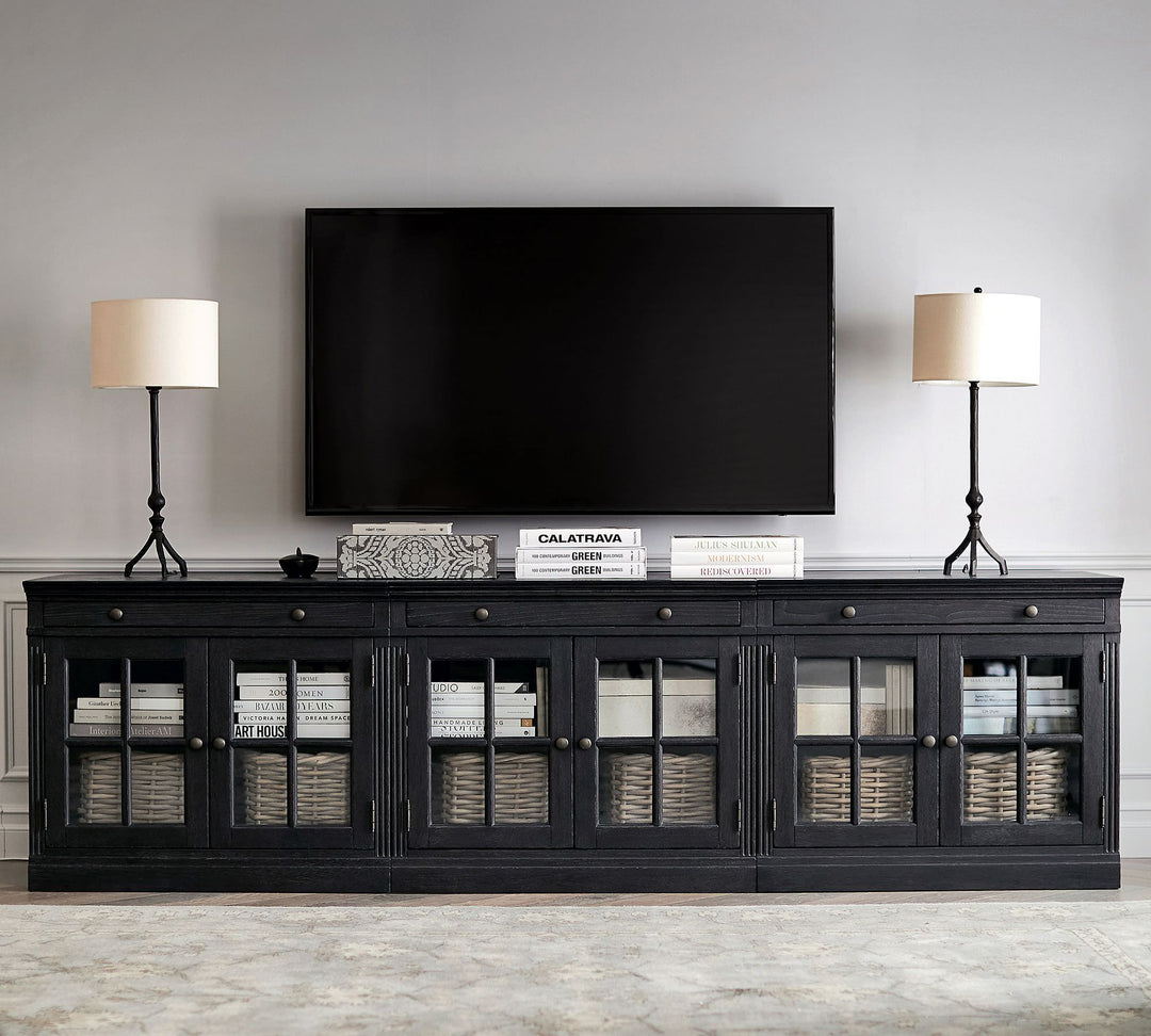 Livingston Media Console with Glass Cabinet