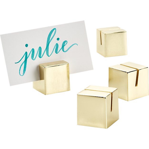 Brushed gold place card holder (set of  4)