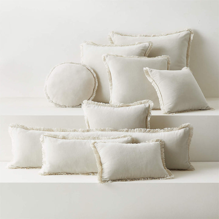 BETTIE WARM WHITE VELVET THROW PILLOW