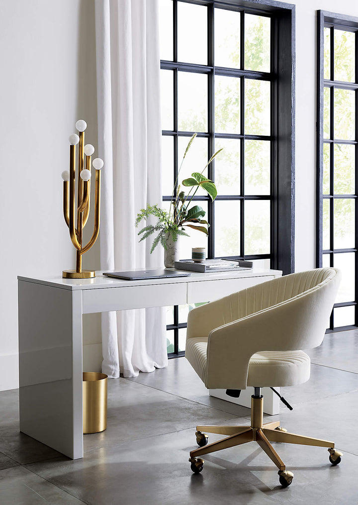 Runway White Lacquer Desk