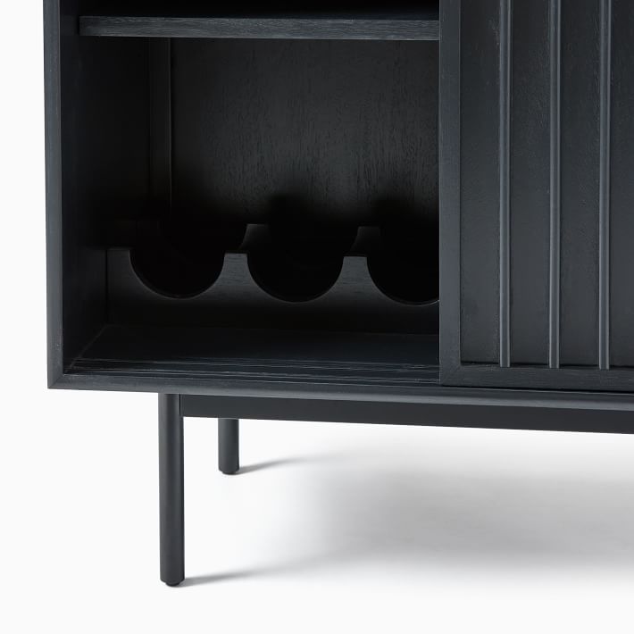 Slatted Bar Cabinet Black Black