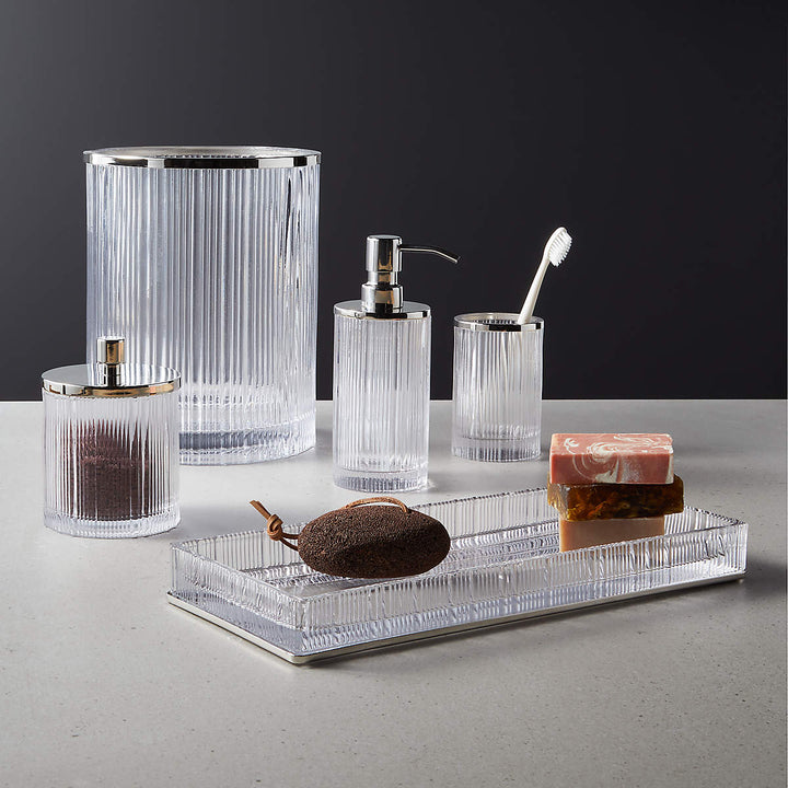 ATHENA RIBBED GLASS ROUND WASTEBASKET