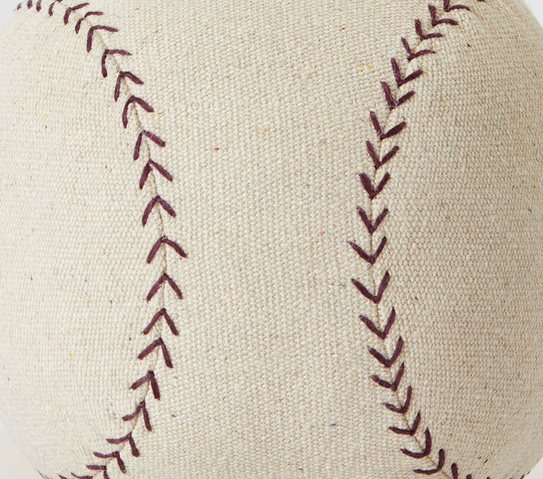 Baseball Shaped Washed Canvas Pillow