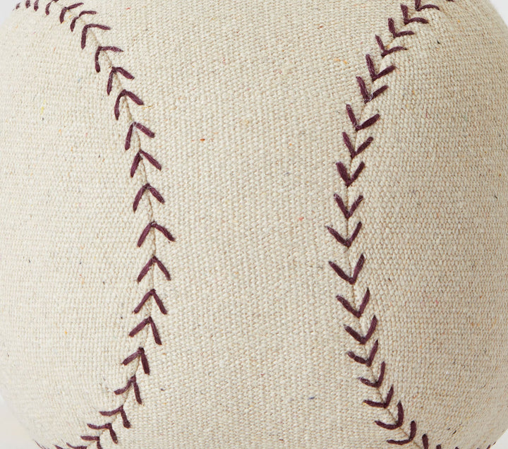 Baseball Shaped Washed Canvas Pillow