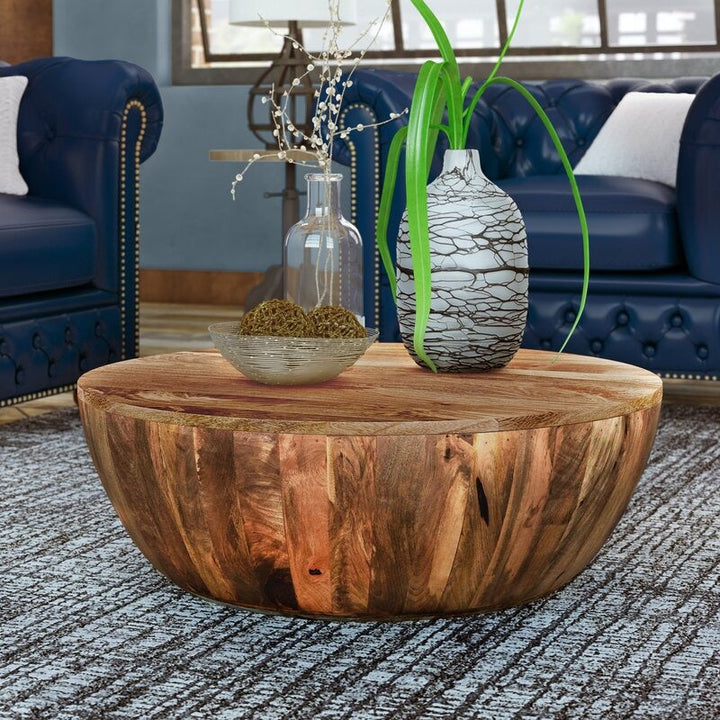 Beliveau Solid Wood Drum Coffee Table